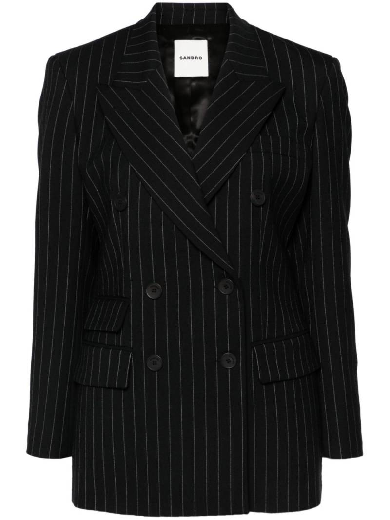 SANDRO pinstriped double-breasted blazer - Black von SANDRO