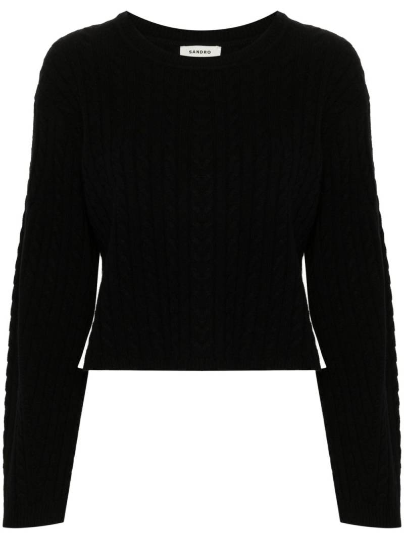 SANDRO pleat-detail cable-knit jumper - Black von SANDRO