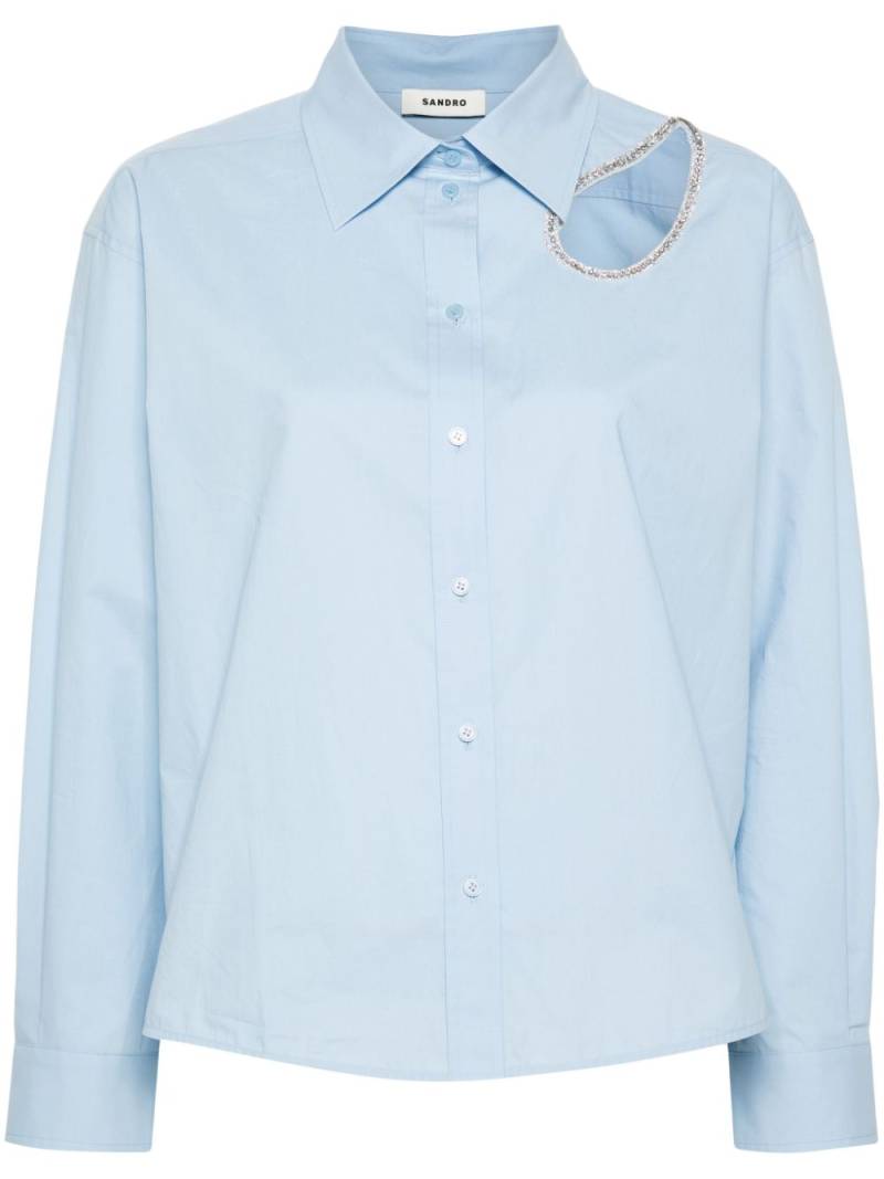 SANDRO rhinestone-trim cotton shirt - Blue von SANDRO