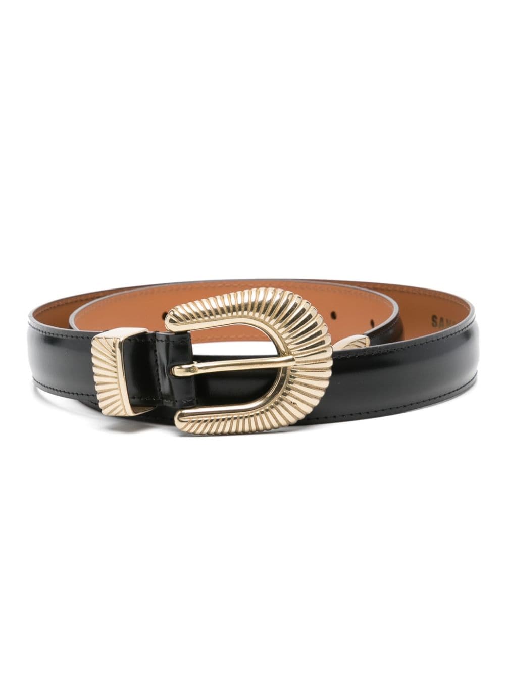 SANDRO ribbed-buckle leather belt - Black von SANDRO