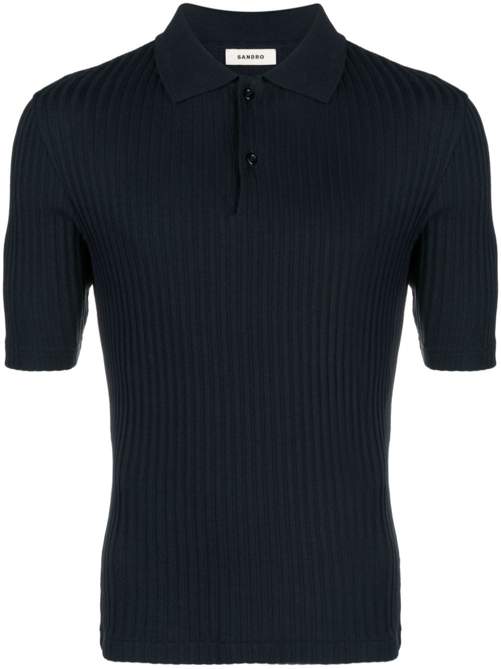 SANDRO ribbed organic-cotton polo shirt - Blue von SANDRO