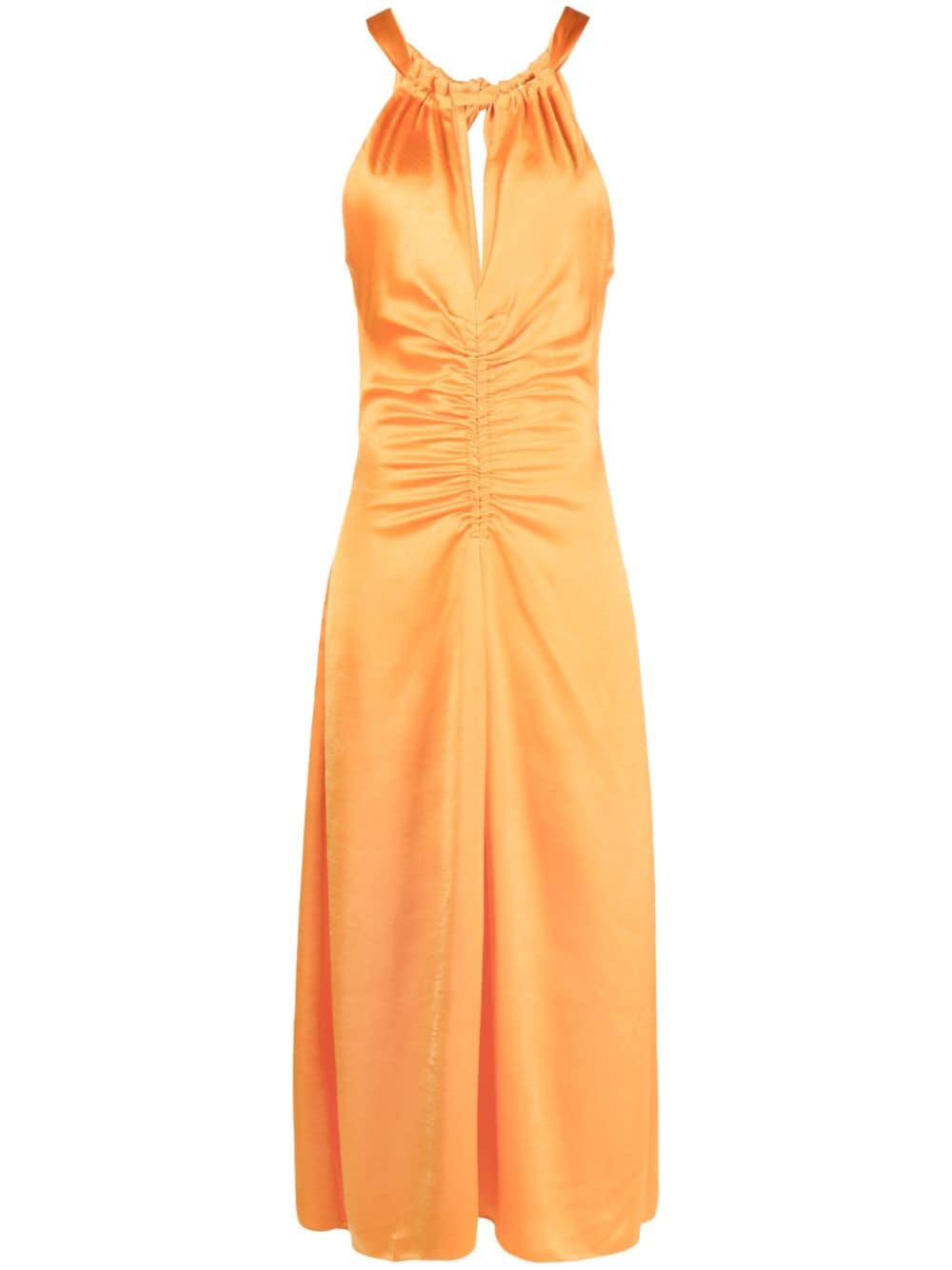 SANDRO ruched satin midi dress - Orange von SANDRO