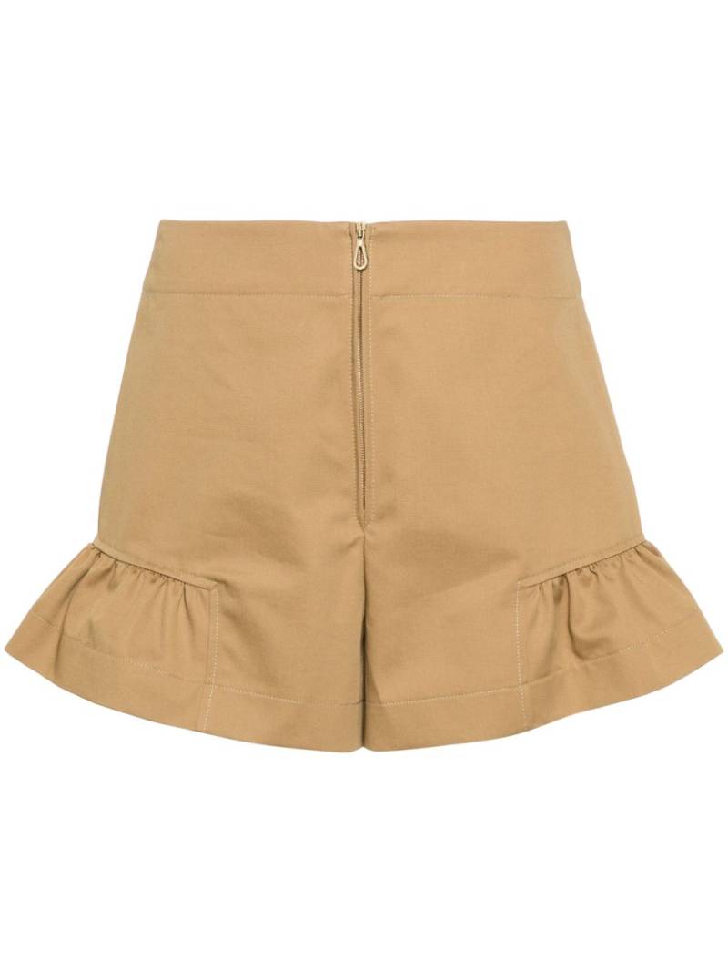 SANDRO ruffle cotton shorts - Neutrals von SANDRO