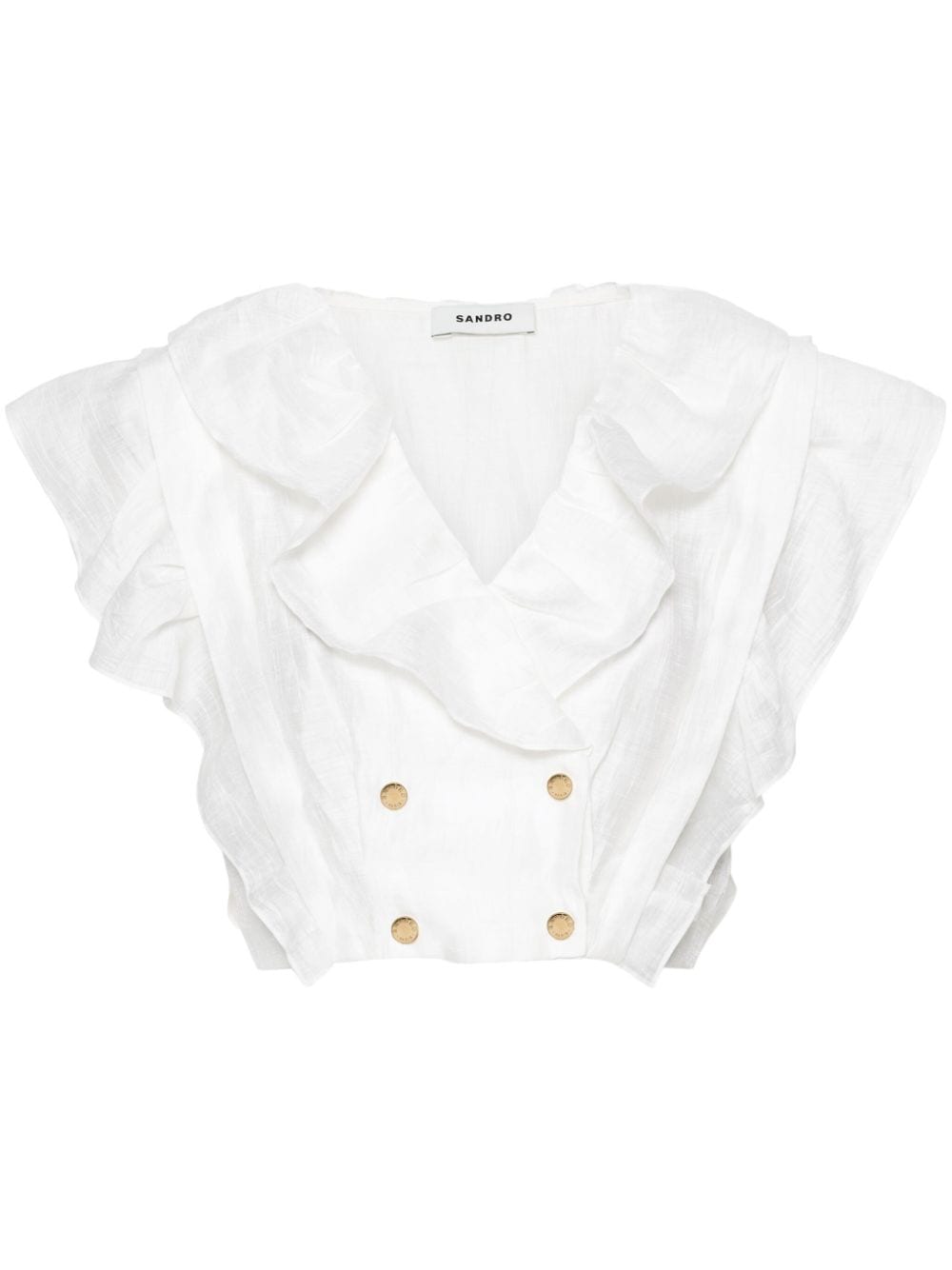 SANDRO ruffle-detail cropped top - White von SANDRO