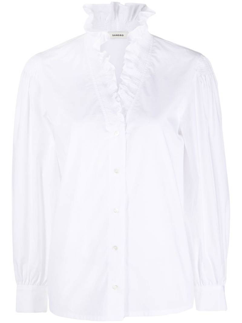 SANDRO ruffled-collar long-sleeve shirt - White von SANDRO