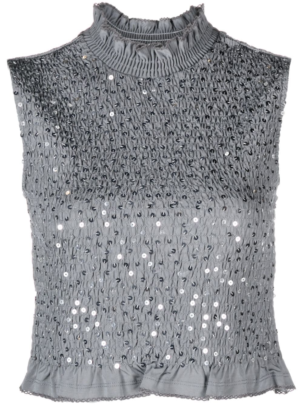 SANDRO sequin-embellished smocked tank top - Grey von SANDRO