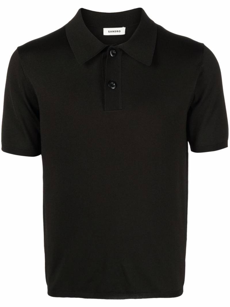 SANDRO short-sleeve pointed-collar polo shirt - Black von SANDRO