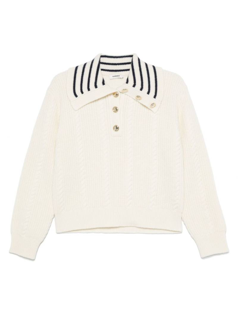 SANDRO stripe-detail sweater - White von SANDRO