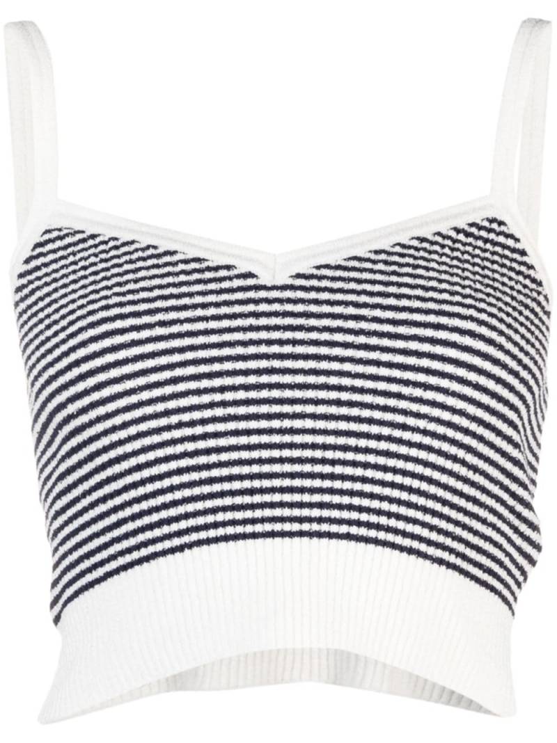 SANDRO striped cropped knitted top - White von SANDRO