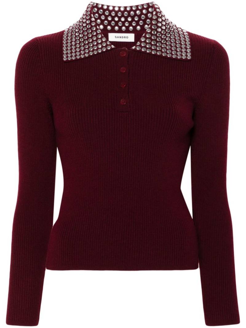 SANDRO studded knitted top - Red von SANDRO