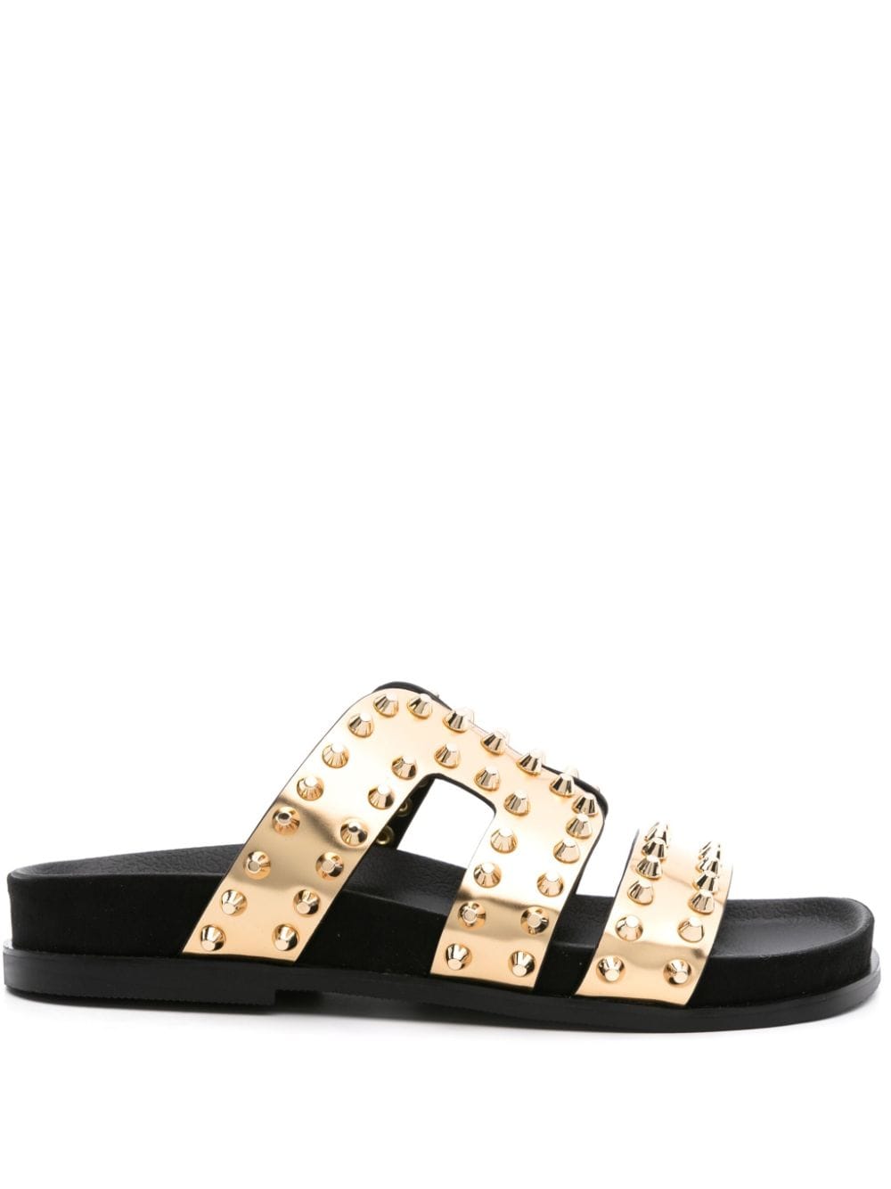 SANDRO studded metallic-leather slides - Gold von SANDRO