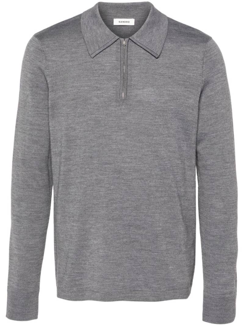 SANDRO zip-up knitted polo shirt - Grey von SANDRO