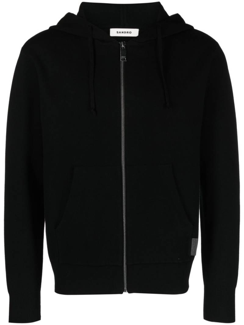 SANDRO zip-up long-sleeved hoodie - Black von SANDRO