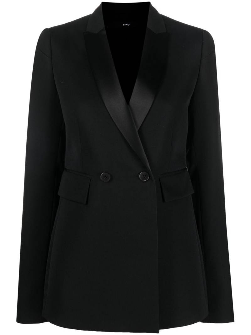 SAPIO satin lapel double-breasted blazer - Black von SAPIO