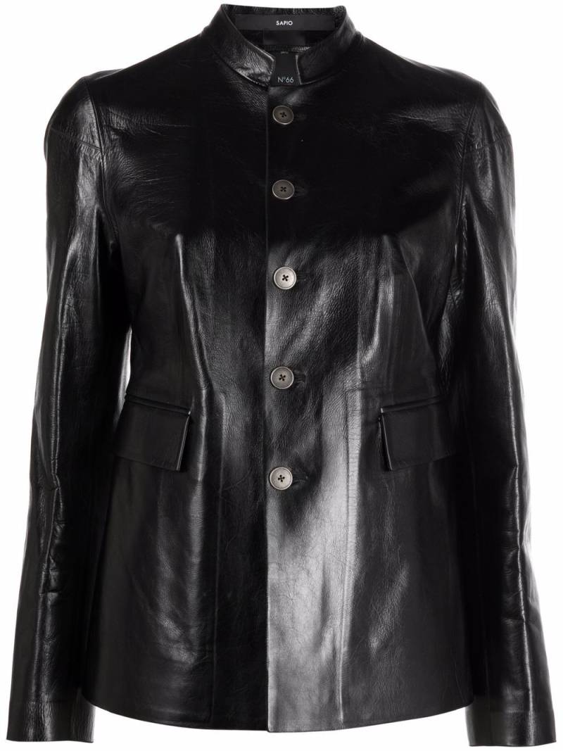 SAPIO single-breasted leather jacket - Black von SAPIO