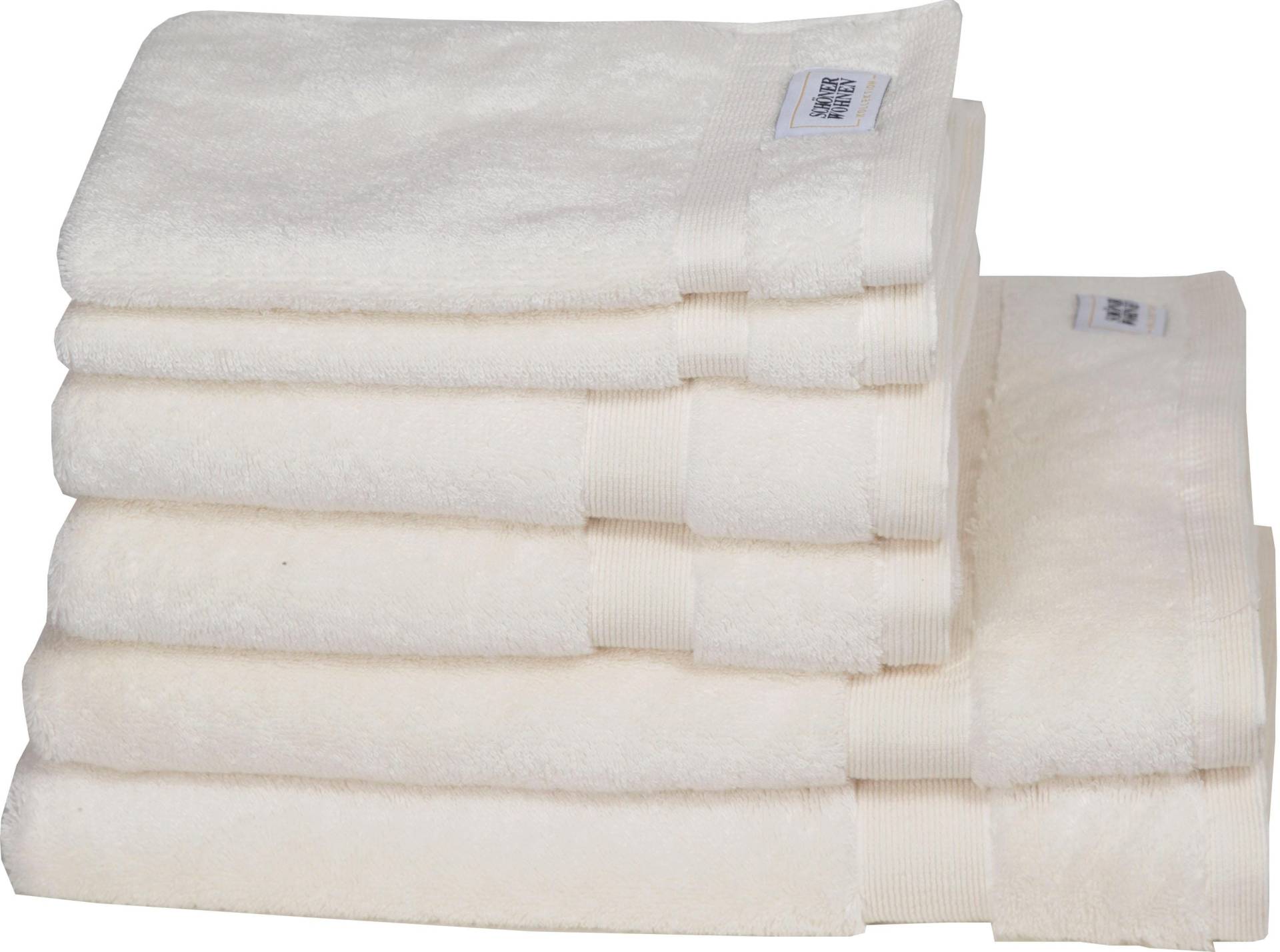 SCHÖNER WOHNEN-Kollektion Handtuch Set »Cuddly«, (Set, 6 St., 2 Handtücher 50x100 cm-2 Badetücher 70x140 cm-2 Gästetücher 30x50 cm), schnell trocknende Airtouch-Qualität von SCHÖNER WOHNEN-KOLLEKTION