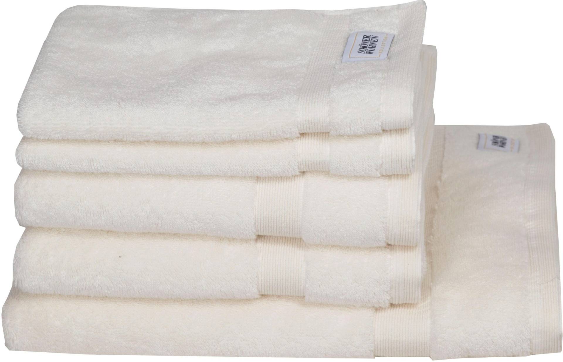 SCHÖNER WOHNEN-Kollektion Handtuch Set »Cuddly«, (Set, 5 St., 2 Gästetücher 30x50 cm-2 Handtücher 50x100 cm-1 Badetuch 70x140 cm), schnell trocknende Airtouch-Qualität von SCHÖNER WOHNEN-KOLLEKTION