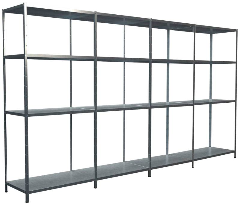 SCHULTE Regalwelt Steckregal »Stecksystem Grund- und 3x Anbauregale«, Metall verzinkt, 1800x3800x350 mm, 16 Böden von SCHULTE Regalwelt