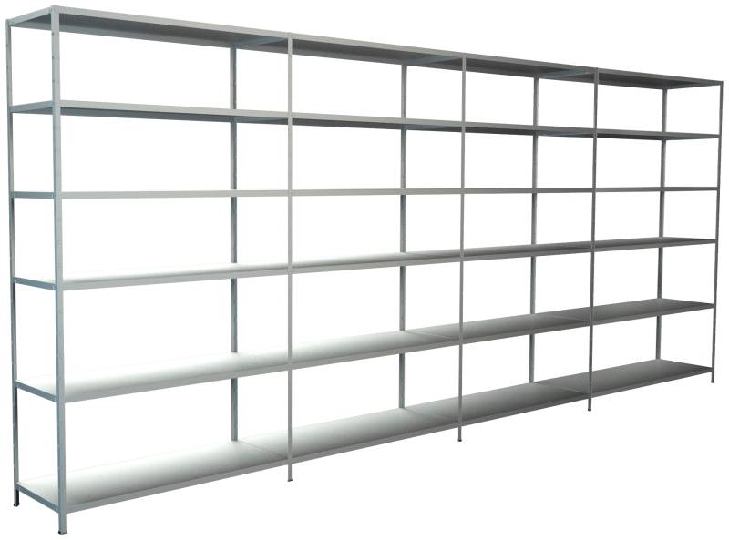 SCHULTE Regalwelt Steckregal »Stecksystem Grund- und 3x Anbauregale«, Metall weiss, 2300x4000x350 mm, 24 Böden von SCHULTE Regalwelt