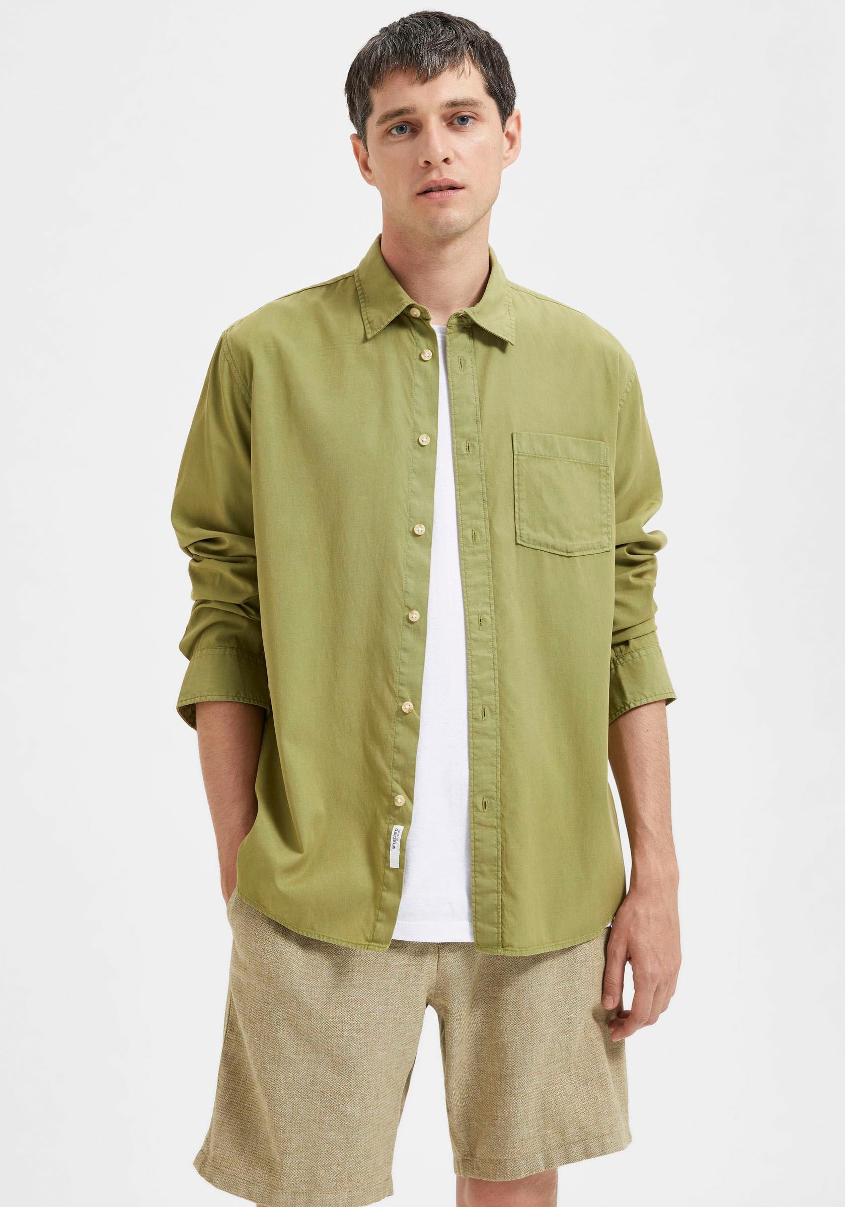 SELECTED HOMME Langarmhemd »SLHREGPASTEL-LINEN SHIRT LS W« von SELECTED HOMME