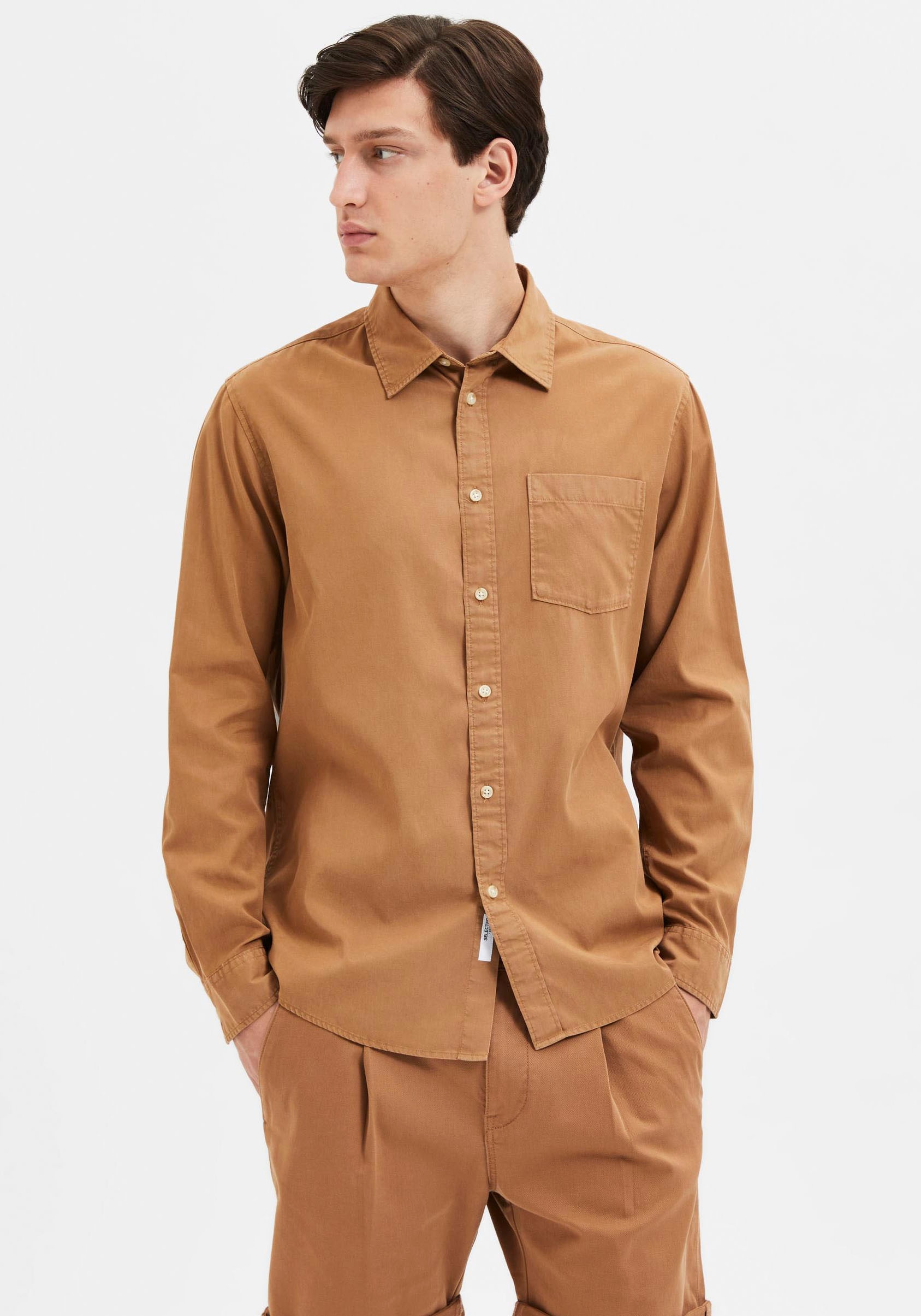 SELECTED HOMME Langarmhemd »SLHREGPASTEL-LINEN SHIRT LS W« von SELECTED HOMME