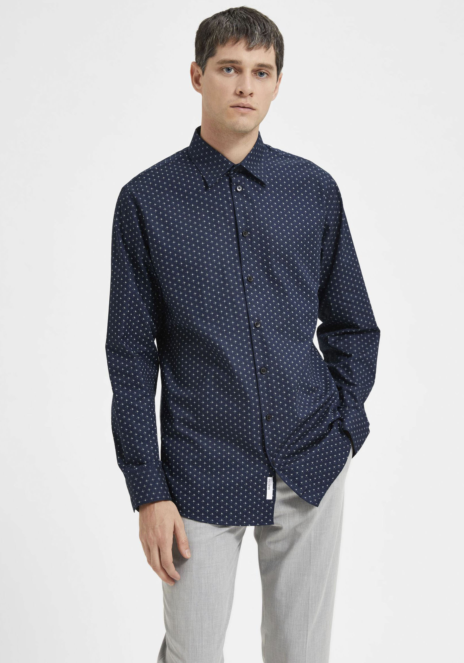 SELECTED HOMME Langarmhemd »SLHSLIMSOHO-ETHAN AOP SHIRT LS NOOS« von SELECTED HOMME