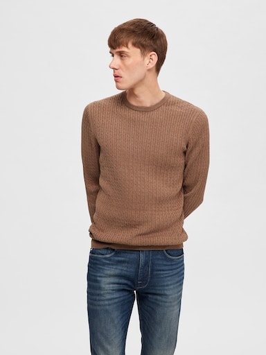 SELECTED HOMME Rundhalspullover »SLHBERG CABLE CREW NECK NOOS« von SELECTED HOMME