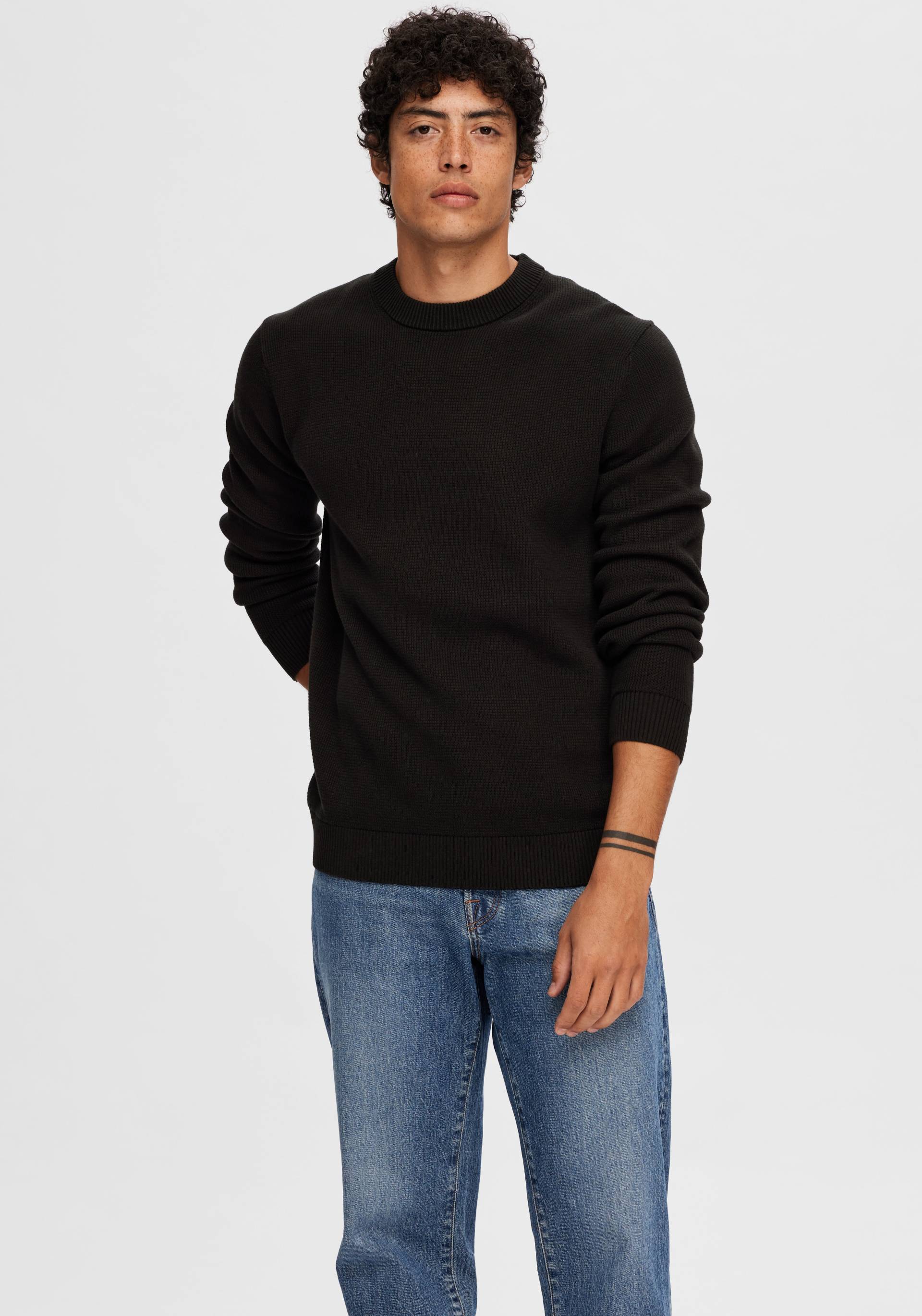 SELECTED HOMME Rundhalspullover »SLHDANE LS KNIT STRUCTURE CREW NECK NOOS« von SELECTED HOMME