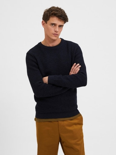 SELECTED HOMME Rundhalspullover »SLHVINCE LS KNIT BUBBLE CREW NECK NOOS« von SELECTED HOMME