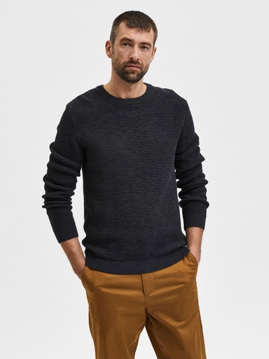 SELECTED HOMME Rundhalspullover »SLHVINCE LS KNIT BUBBLE CREW NECK NOOS« von SELECTED HOMME