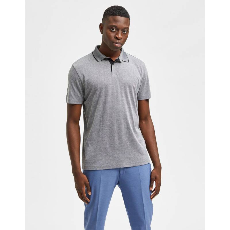 Poloshirt, Kurzarm Herren Grau Melange S von SELECTED