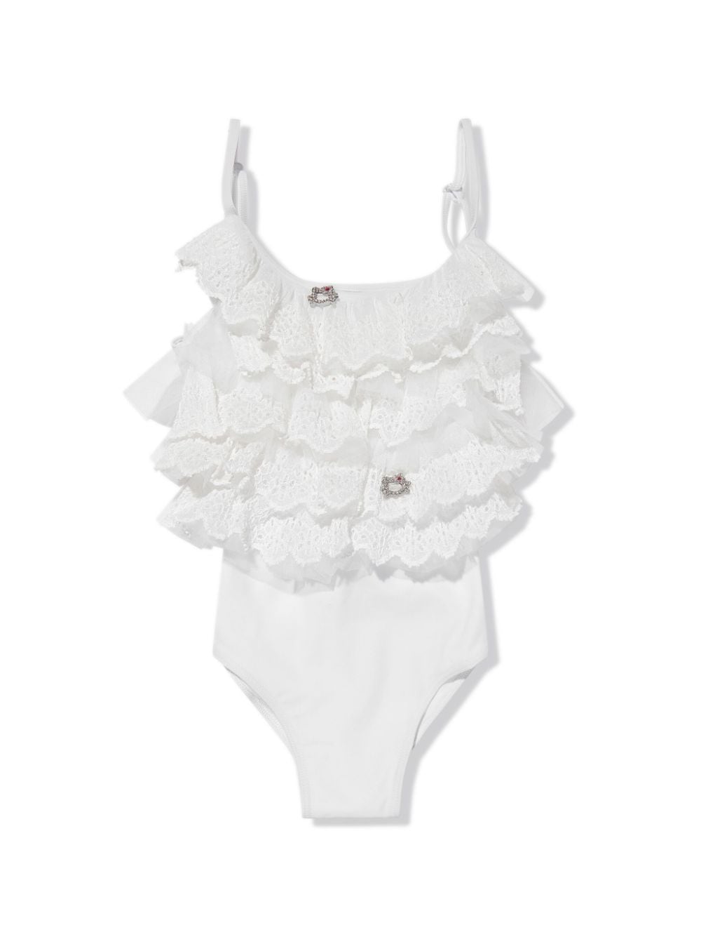 SELINIACTION KIDS embroidery ruffle swimsuit - White von SELINIACTION KIDS