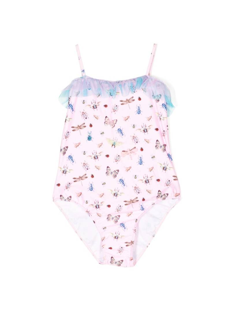 SELINIACTION KIDS insect-print tulle-trim swimsuit - Pink von SELINIACTION KIDS