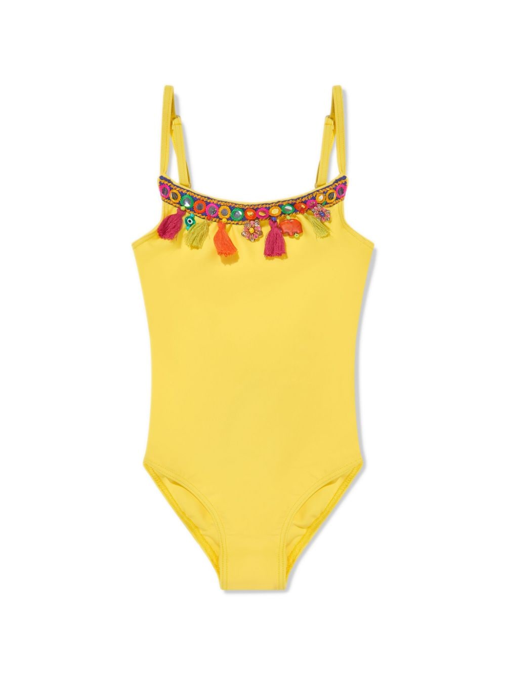 SELINIACTION KIDS pompom-detail swimsuit - Yellow von SELINIACTION KIDS