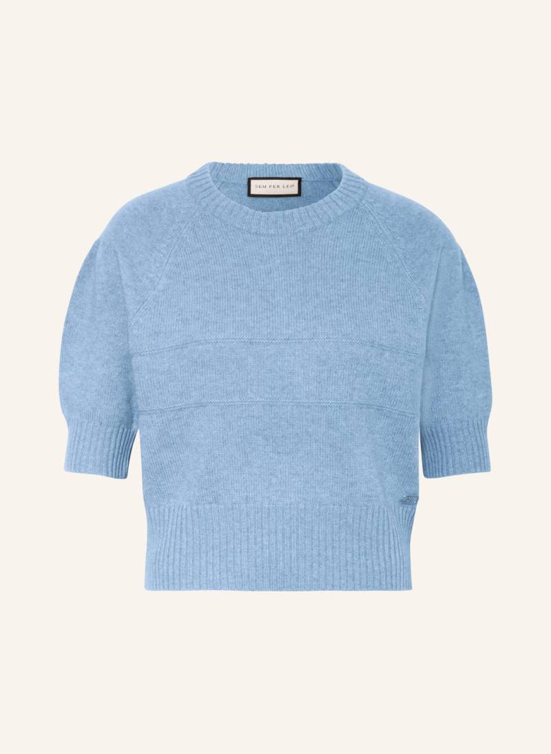 Sem Per Lei Strickshirt Mit Cashmere blau von SEM PER LEI