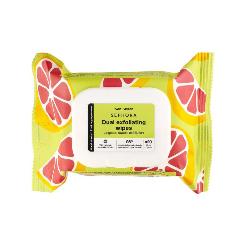 Lingettes Double Exfoliation - Grapefruit-extrakt + Fruchtsäuren Damen  20Stück von SEPHORA