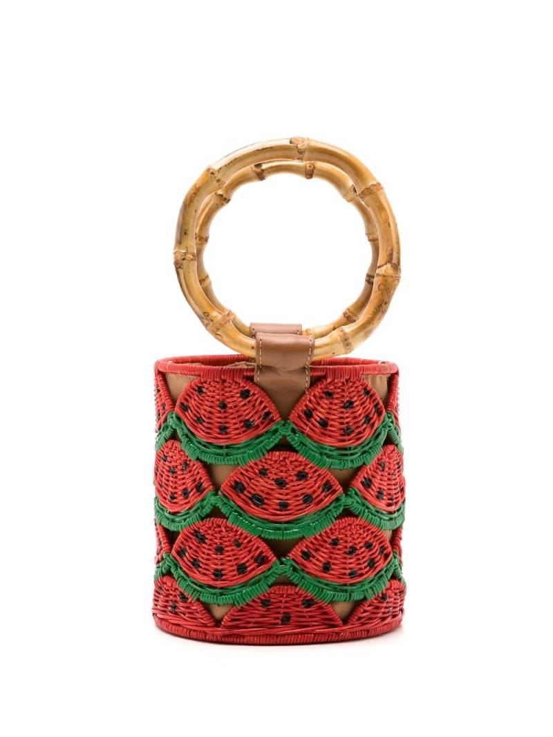 SERPUI Alina watermelon-woven bucket bag - Brown von SERPUI