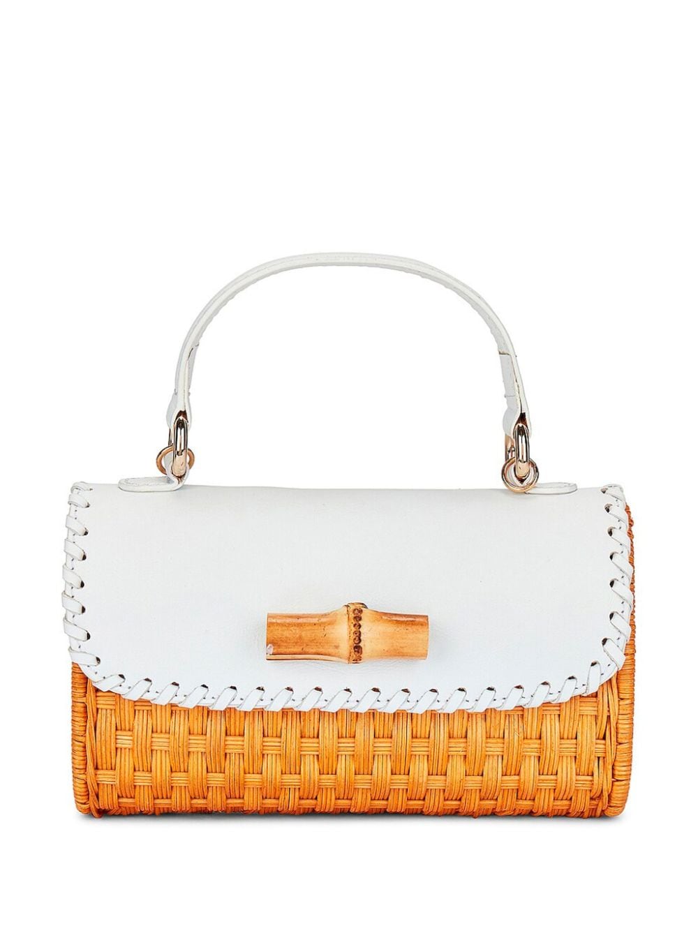 SERPUI Betty rattan top handle mini bag - White von SERPUI