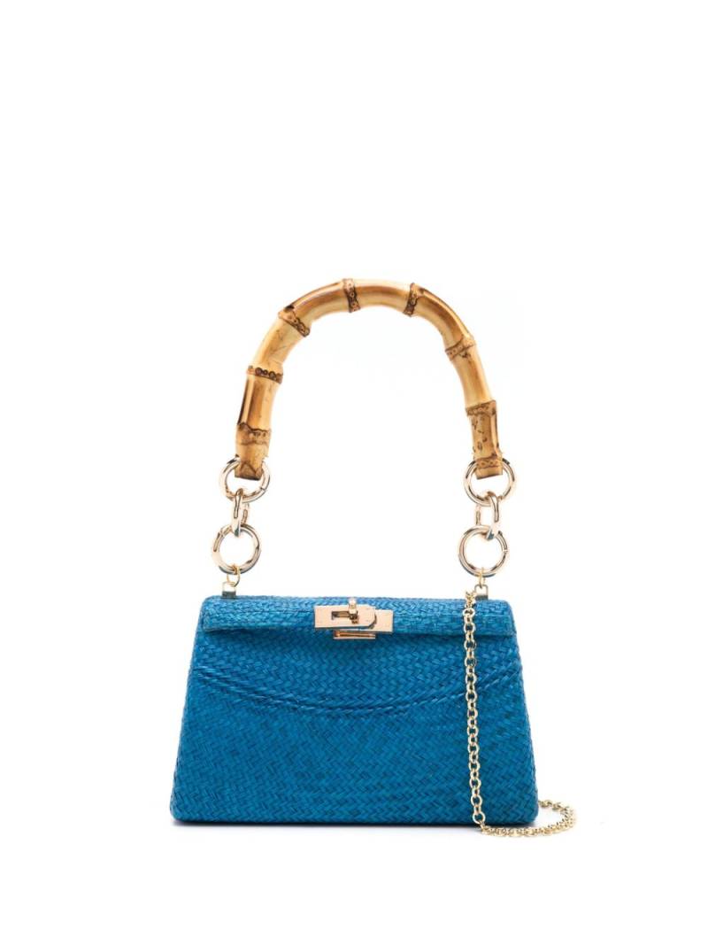 SERPUI Chiara straw clutch bag - Blue von SERPUI