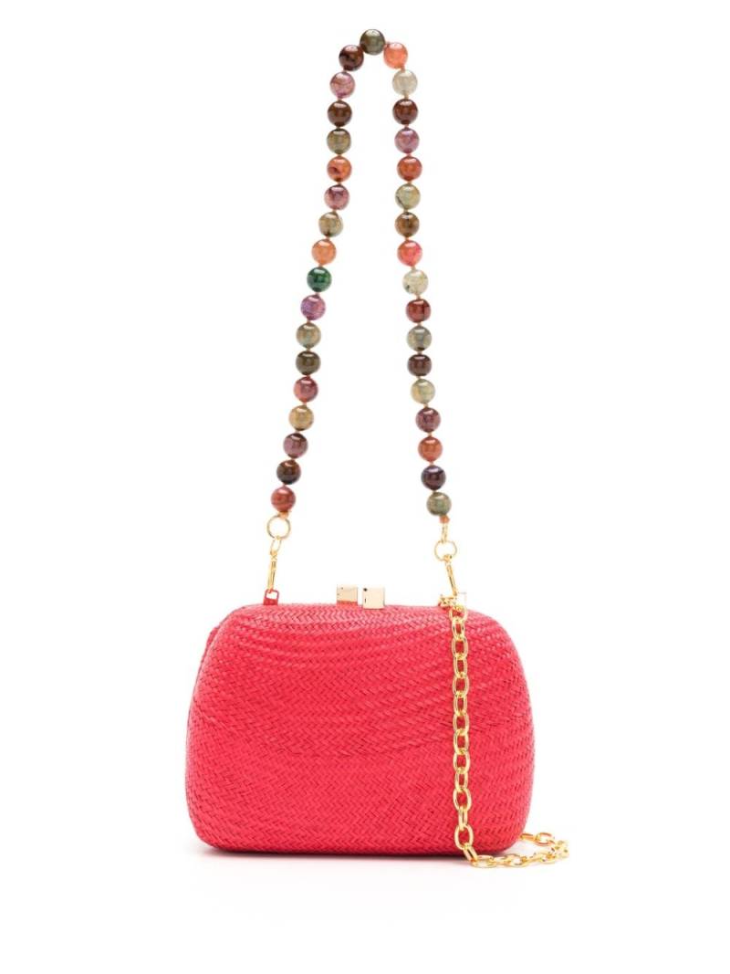 SERPUI Lolita interwoven straw clutch bag - Red von SERPUI