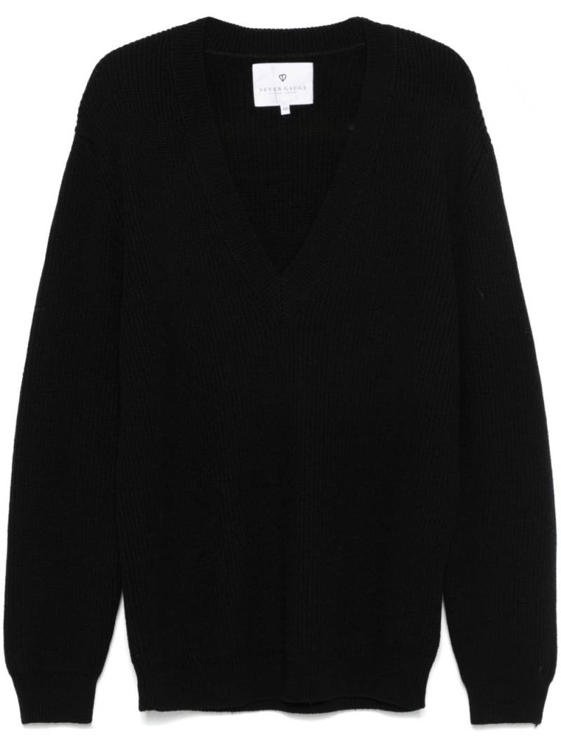 SEVEN GAUGE wool V-neck sweater - Black von SEVEN GAUGE