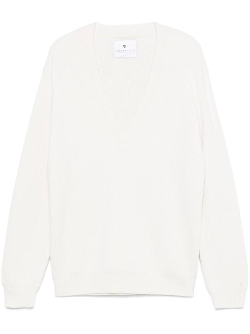 SEVEN GAUGE wool V-neck sweater - White von SEVEN GAUGE