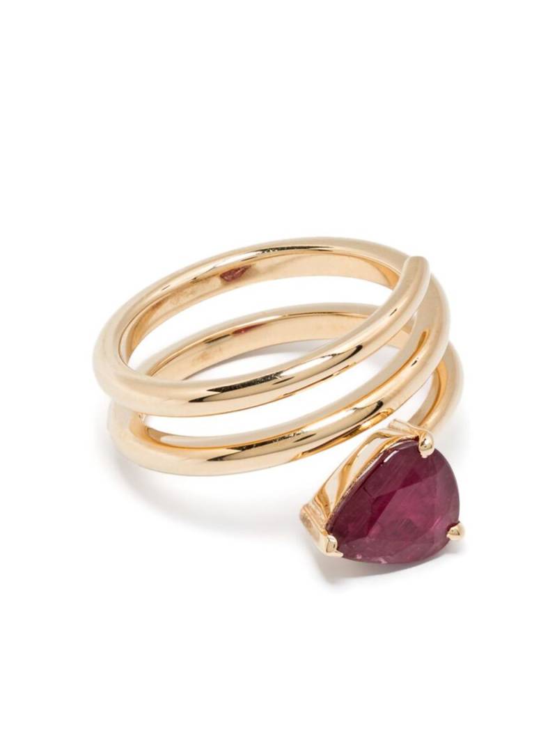 SHAY 18KT yellow gold Spiral ruby pinky ring von SHAY