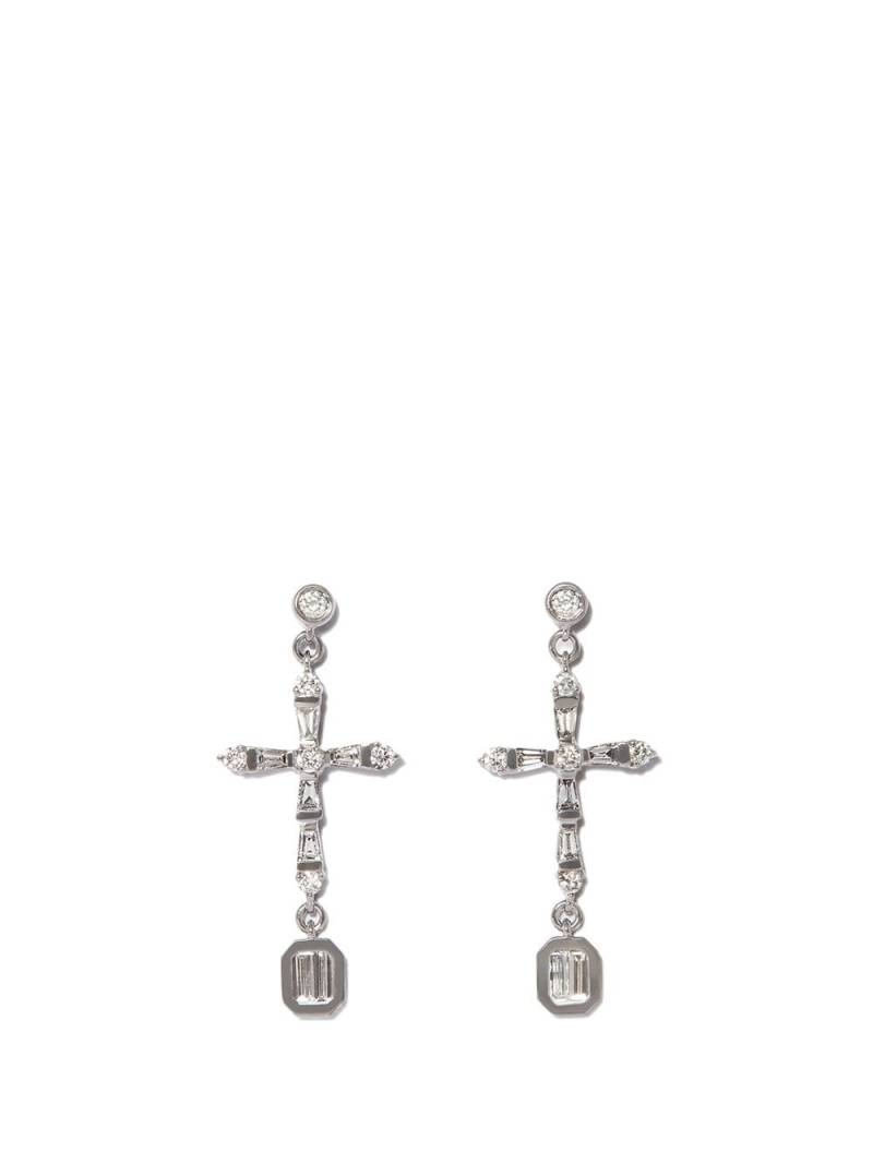 SHAY 18kt black gold cross drop diamond earrings von SHAY