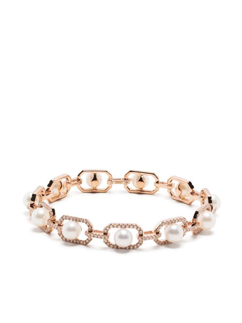 SHAY 18kt rose gold diamond and pearl bracelet von SHAY