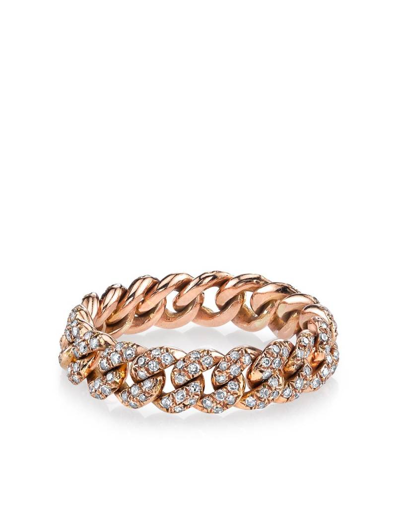 SHAY 18kt rose gold mini pave diamond link ring - Pink von SHAY