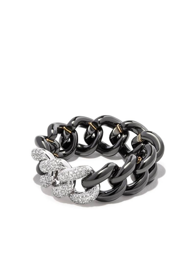 SHAY 18kt white gold diamond link ring - Black von SHAY