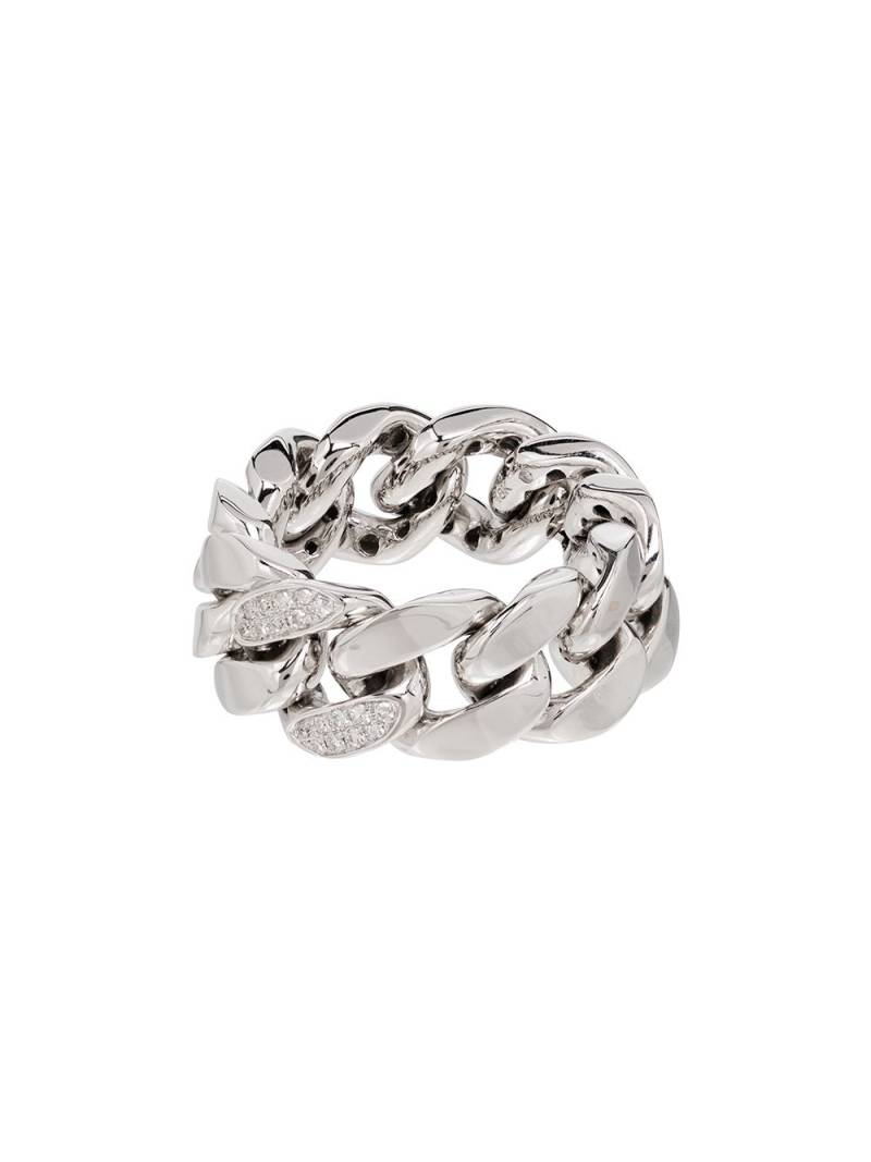 SHAY 18kt white gold pavé diamond link ring - Silver von SHAY