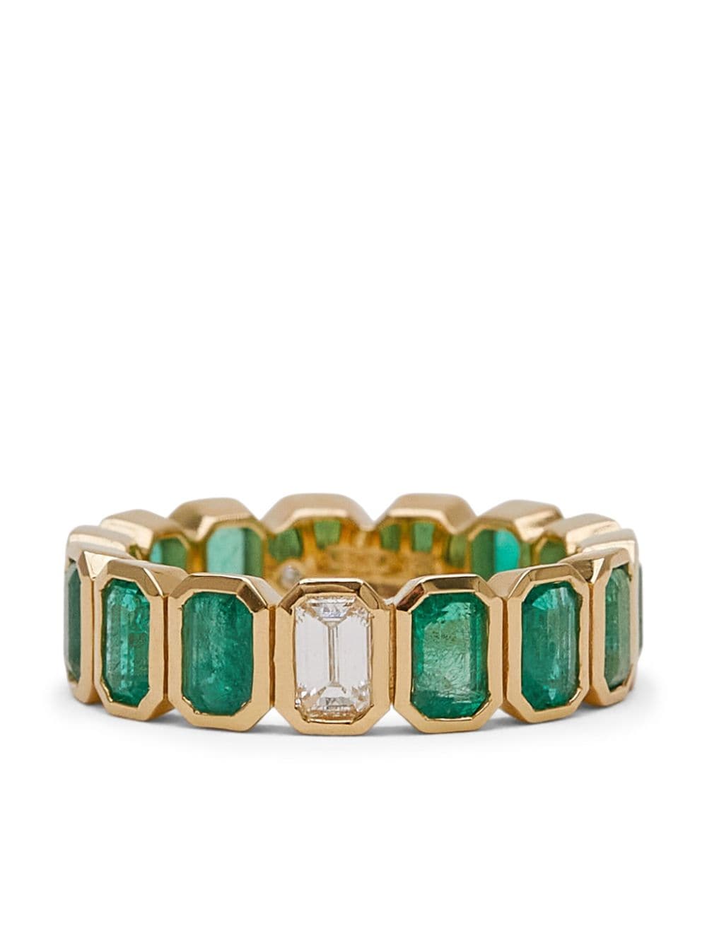 SHAY 18kt yellow gold emerald and diamond eternity ring von SHAY