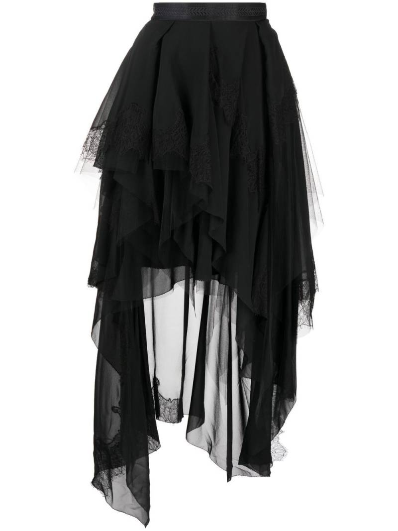 SHIATZY CHEN Genisis asymmetric tulle-ruffle skirt - Black von SHIATZY CHEN